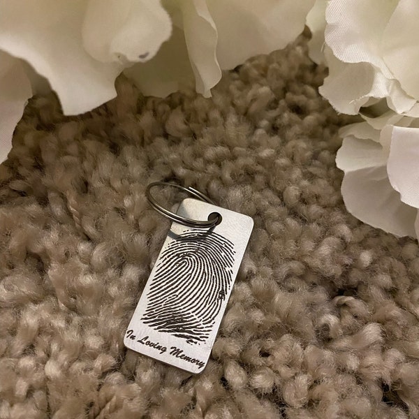 Laser Engraved Sentimental Keychains, Custom Fingerprints