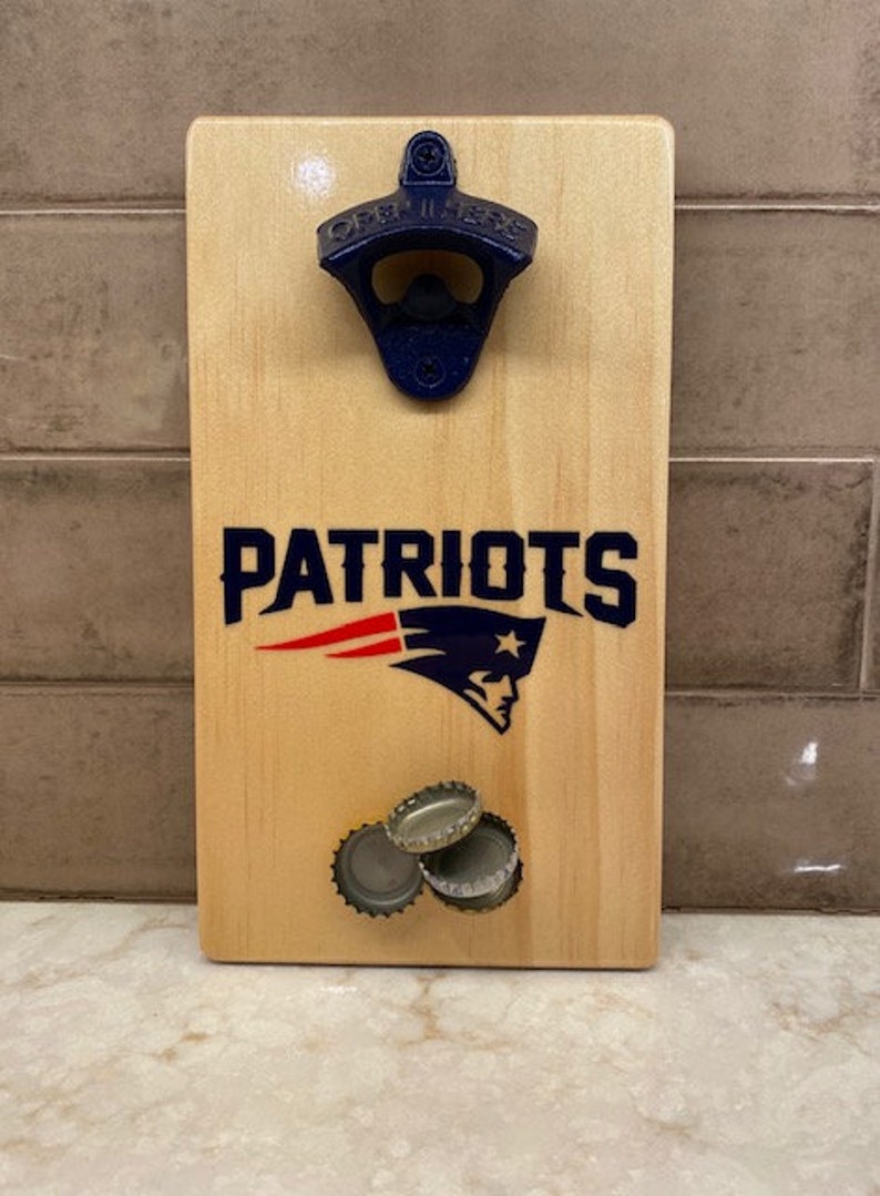 New England Patriots Bottle Opener Mancave Bar Etsy