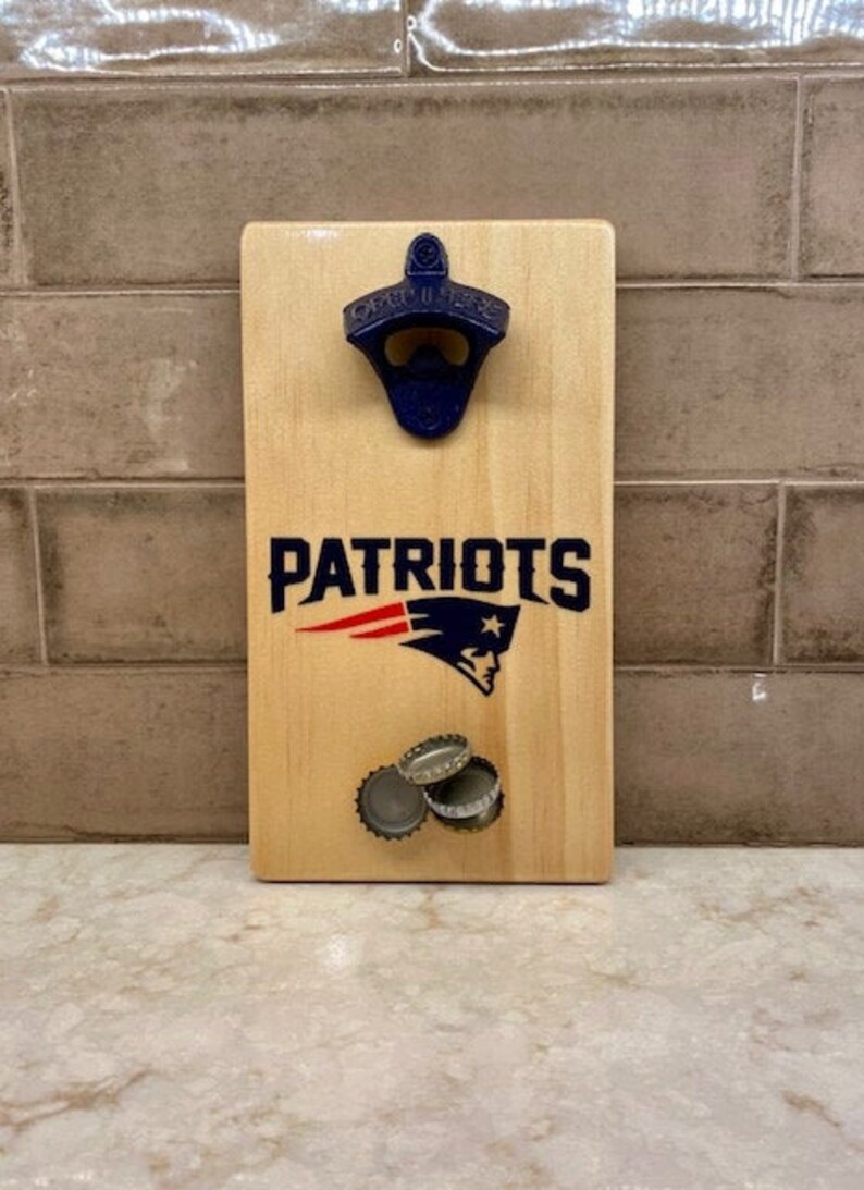 New England Patriots Bottle Opener Mancave Bar Etsy