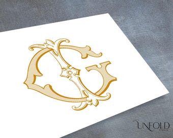 Pre-Made Digital Monogram GI, IG Letters G & I | Instant Download Logo Design | Elegant Wedding, Branding, Stationery Clipart, Name Initials