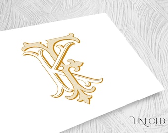 FK or KF Name Initials, Classic Monograms, wedding monogram, digital download, Interwoven letters, instant download initials - F and K