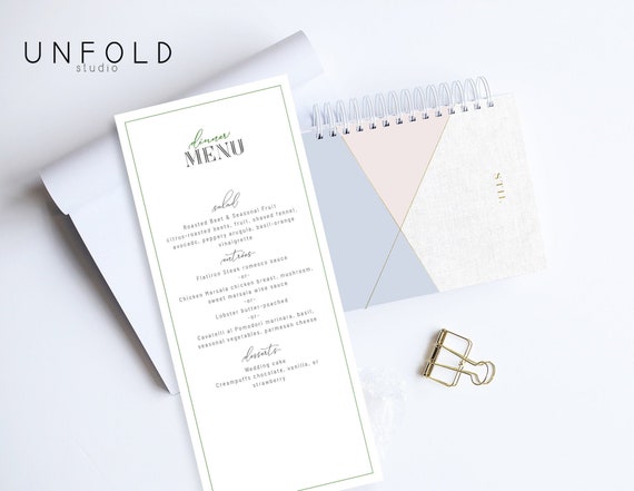 Wedding Menu Template Diy Wedding Menu Card Personalized Etsy