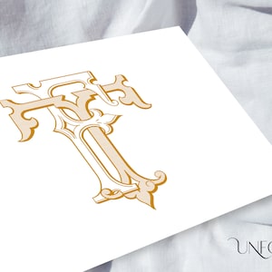 T & F Name Initials, Classic Monograms, wedding monogram, duogram, digital, Interwoven letters, instant download initials