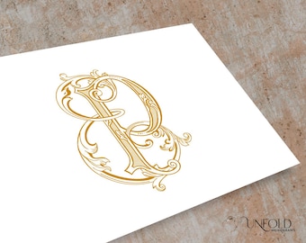 Vintage Wedding Monogram, Interwoven EP or PE Initials (Digital Download)