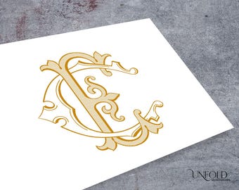 CE Interwoven Letter Monogram, Classic Wedding Initials (Instant Download)