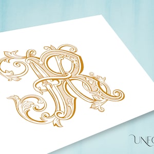 Monogramas vintage H&R, monograma de boda, descarga digital, letras entrelazadas, descarga instantánea de iniciales, iniciales de nombre: HR, RH