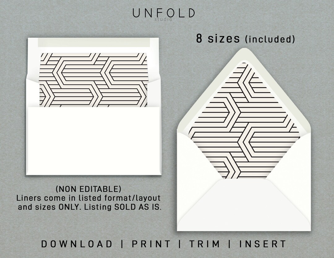 Printable Envelope Liner Templates, 8 Envelope Types Included in PDF ...