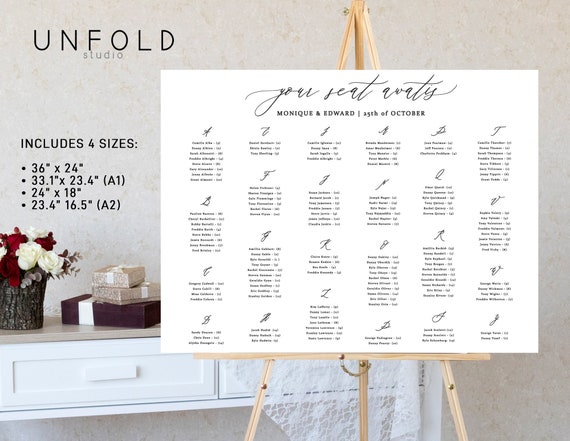 Wedding Seating Chart Template Alphabetical Order Seating Etsy