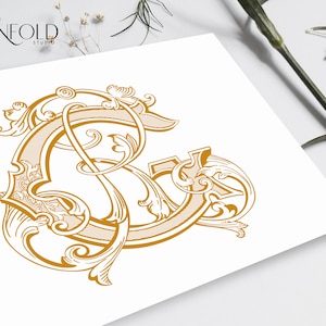 Handpainted Interwoven Vintage Monograms, wedding monogram, duogram, digital, instant download initials- RG and GR