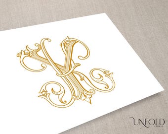 KY Monogram Digital Design K and Y Initials Logo - Printable YK Art - Wedding Monogram - Instant Download Name Initials for K and Y
