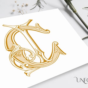 Name Initials, Vintage Monograms, wedding monogram, duogram, digital, Interwoven letters, instant download initials- CJ and JC