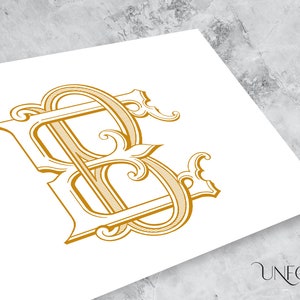 May include: Gold-colored monogram design featuring the intertwined letters "B" and "D" in an ornate, vintage style. The design is set against a white background, with the "UNFOLD STUDIO" logo in the bottom right corner.