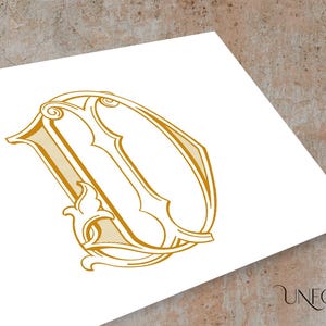 J- en D-naaminitialen, klassieke stijl, huwelijksmonogram of in elkaar grijpende achternaam of voornaam, monogrammen direct downloaden voor JD en DJ