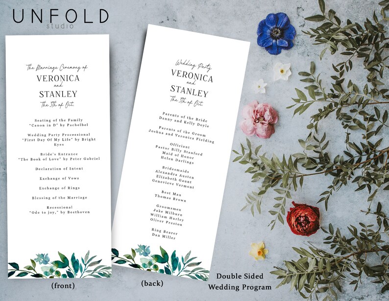 Wedding Program Template Wedding Ceremony Card Diy Wedding Etsy