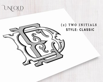 Designer based Classic Monogram made with pre-made letters - interlocking wedding monogram, digital download
