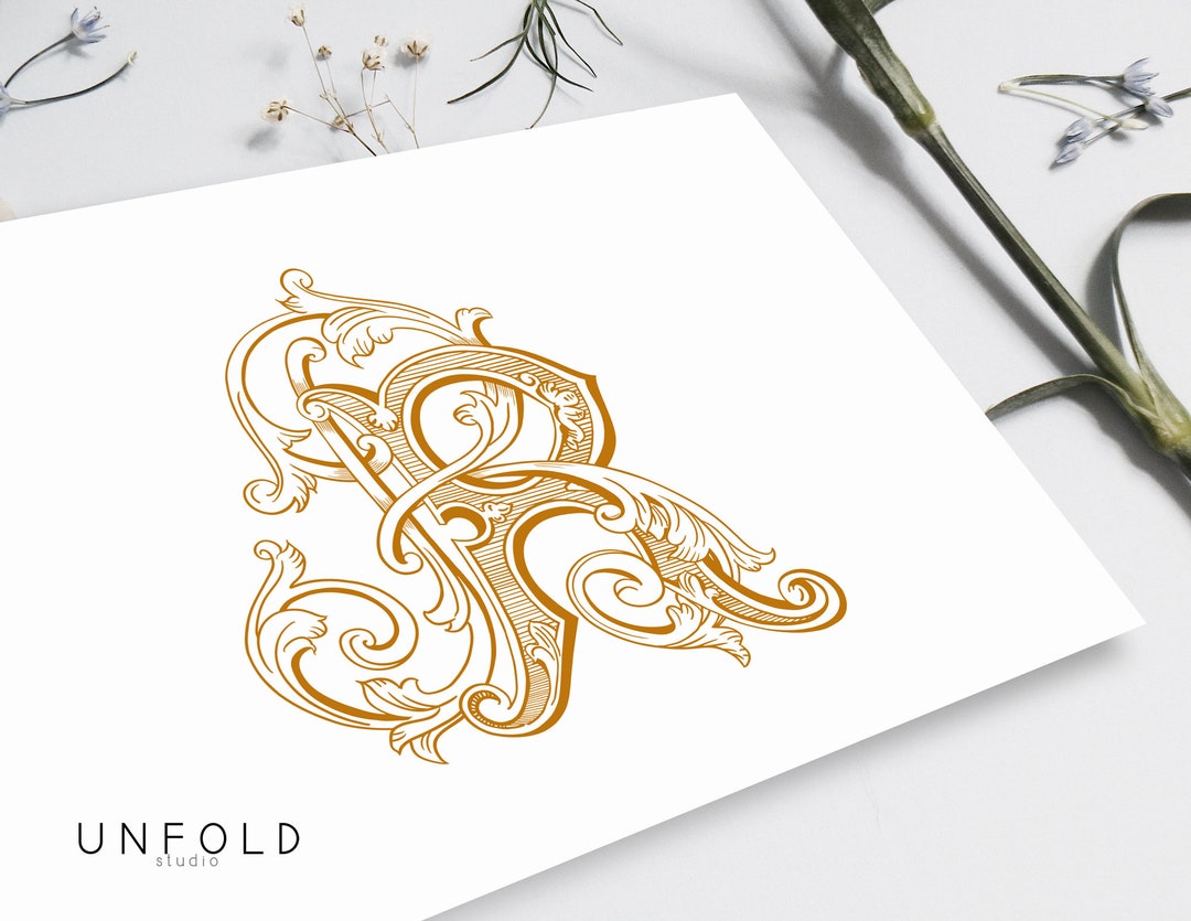 Name Initials Vintage Monograms, Wedding Monogram, Duogram, Digital ...