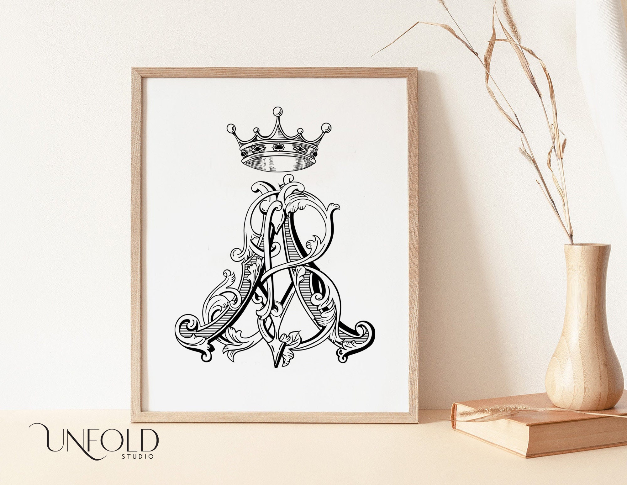 Digital Antique Monogram - AB BA - Antique Monogram - Interlocking With ...