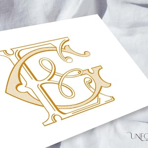 Monogramas entrelazados vintage GE, iniciales de estilo victoriano (descarga digital)