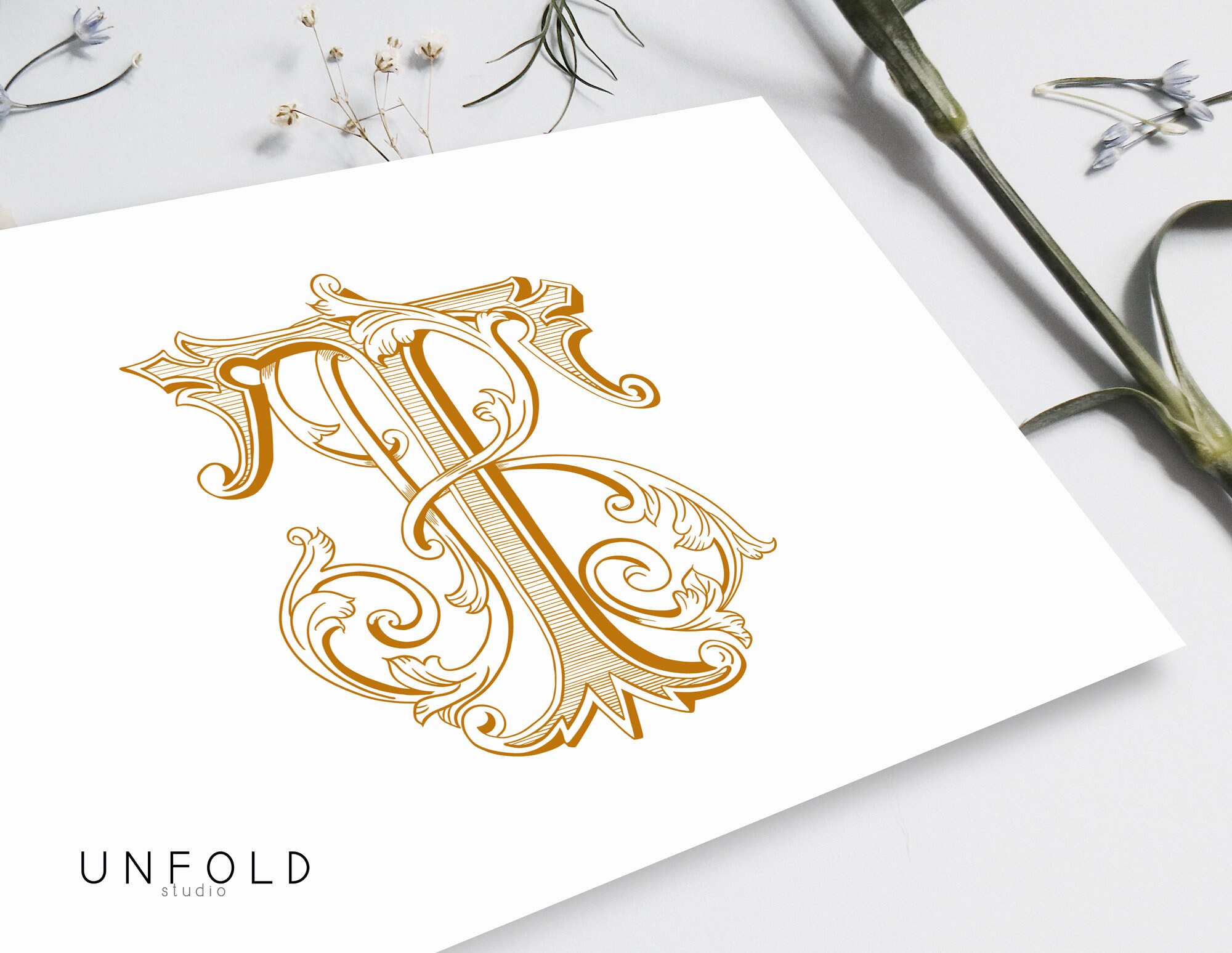 Handpainted Interwoven Vintage Monograms, Wedding Monogram, Duogram ...