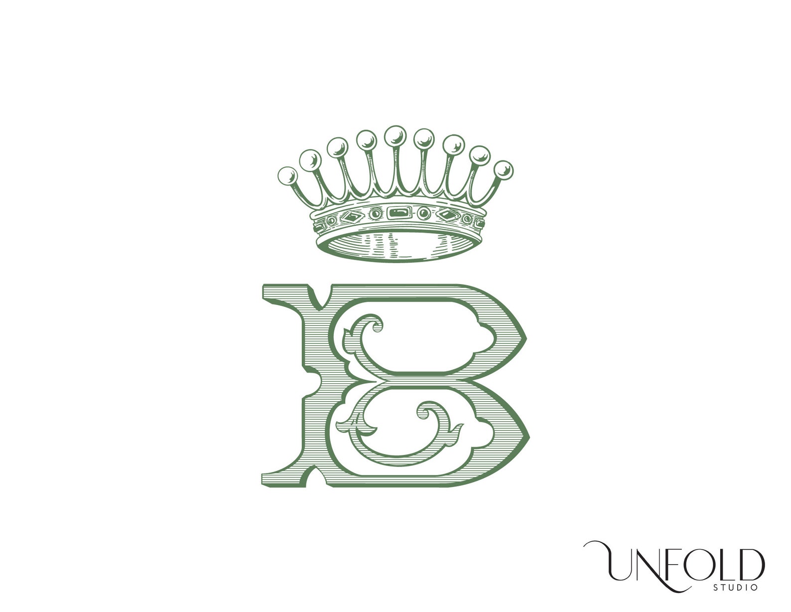 Royal Crowns to Your Choice of Pre-made Monogram Design, Interlocking ...