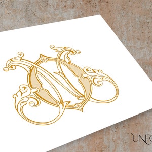 Monogramas vintage O & N, monograma de casamento, download digital, letras entrelaçadas, iniciais de download instantâneo, iniciais de nome - ON ou NO