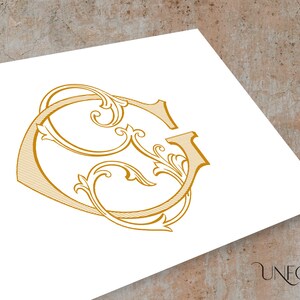 G y G Monogramas atemporales e iniciales de boda Descargas digitales o letras entrelazadas para descarga instantánea
