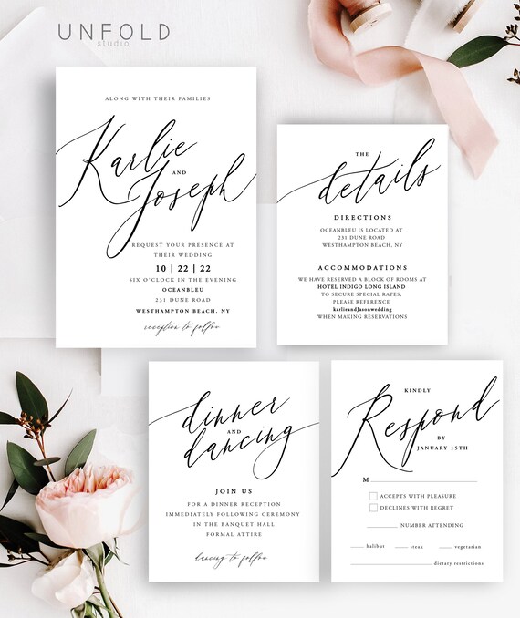 Wedding Invitation Set Diy Personalized Wedding Announcement Etsy