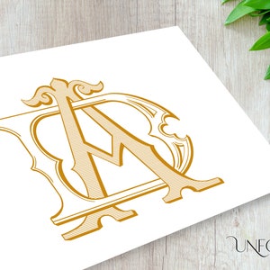 Iniciales de nombre AD o DA, monogramas clásicos, monograma de boda, duograma, digital, letras entrelazadas, descarga instantánea de iniciales - A y D
