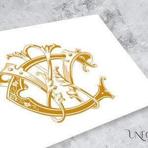 Monogramas entrelazados C y W Paragon, monograma de boda, descarga digital, letras entrelazadas, descarga instantánea de iniciales, iniciales de nombre