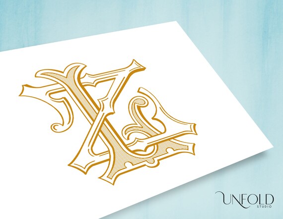 Z & L Name Initials, Classic Monograms, Wedding Monogram, Digital
