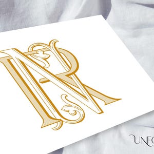 N, R Iniciales de nombre, Monogramas clásicos, monograma de boda, NR, RN, digital, Letras entrelazadas, iniciales de descarga instantánea para R y N
