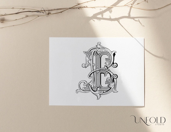 2 Initials, Vintage Styled Designer Based Monograms Made With Pre