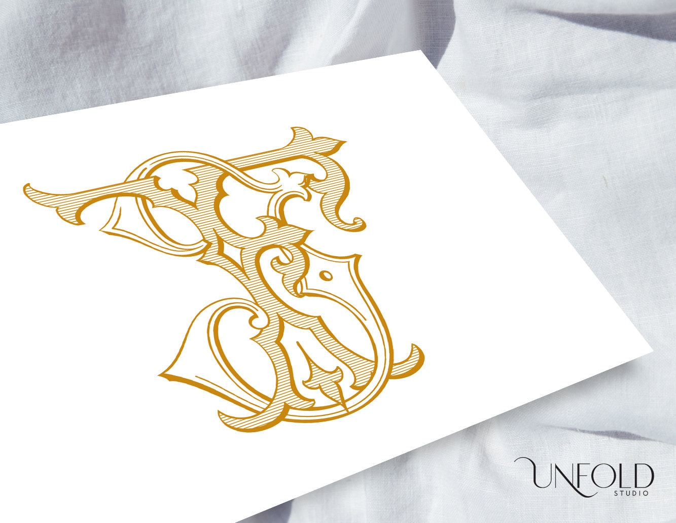 F, J Name Initials, Classic Monograms, Wedding Monogram, Digital