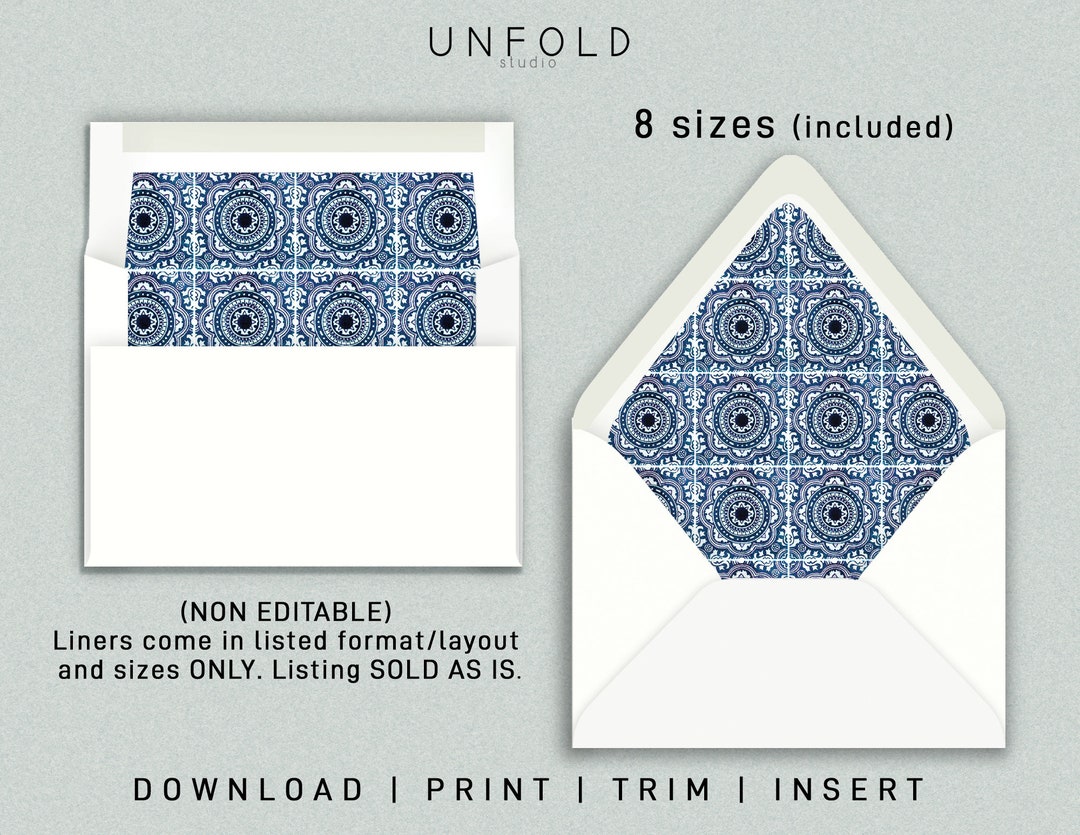 Printable Envelope Liner Templates, 8 Envelope Types Included in PDF ...