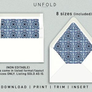 Printable Envelope Liner Templates, 8 Envelope Types Included in PDF ...