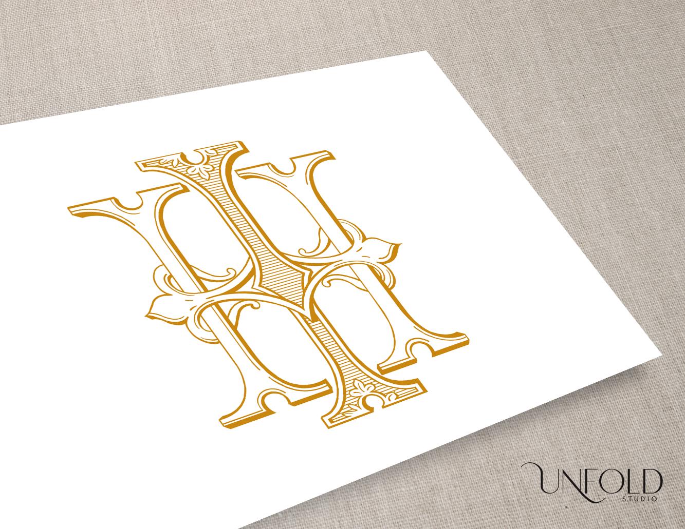 H & I Classic Interlocking Monograms, Wedding Monogram, Digital ...