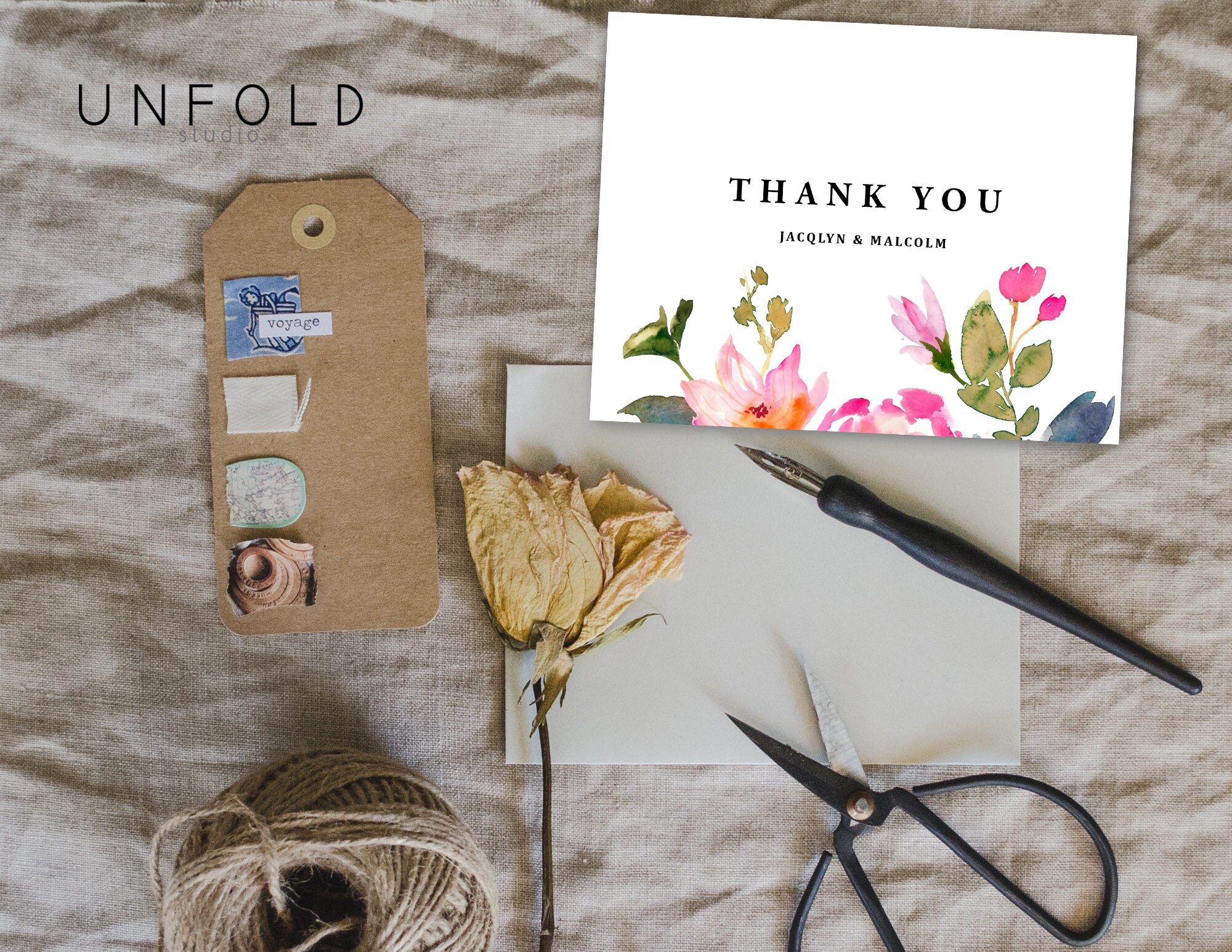 Wedding Thank You Card DIY Thank you card Elegant and Simple | Etsy