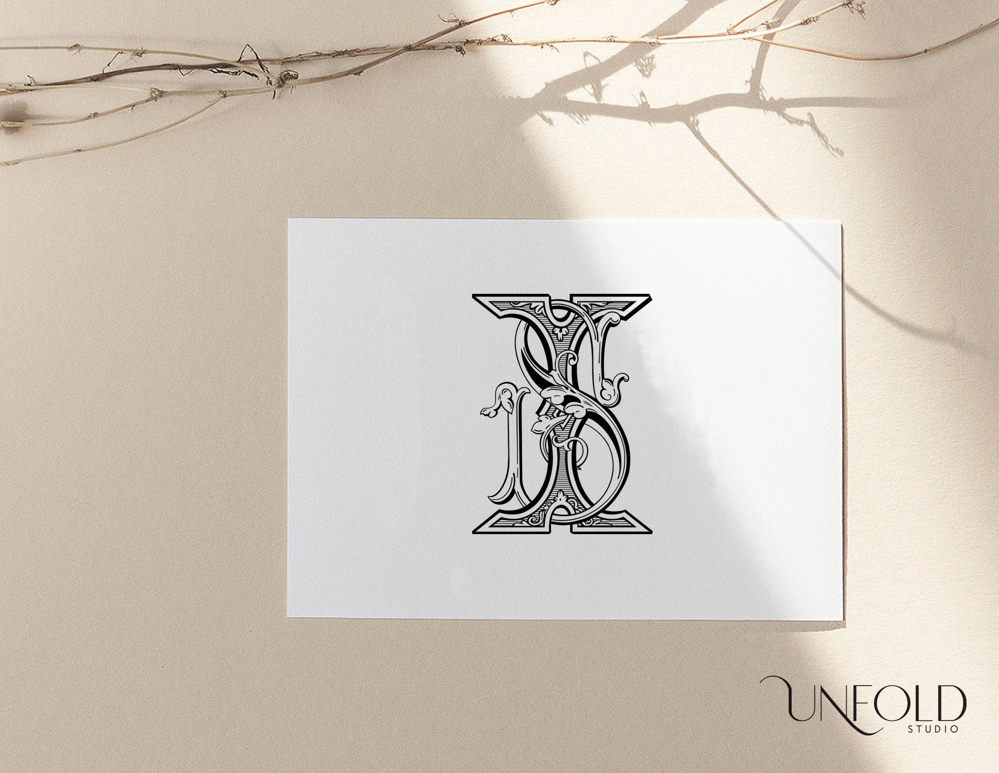 Interlocking Initials S R I and S Interlocking Monograms, Vintage Styled Monograms, Wedding or ...