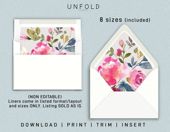 Printable Envelope Liner Templates 8 Envelope Types Included | Etsy