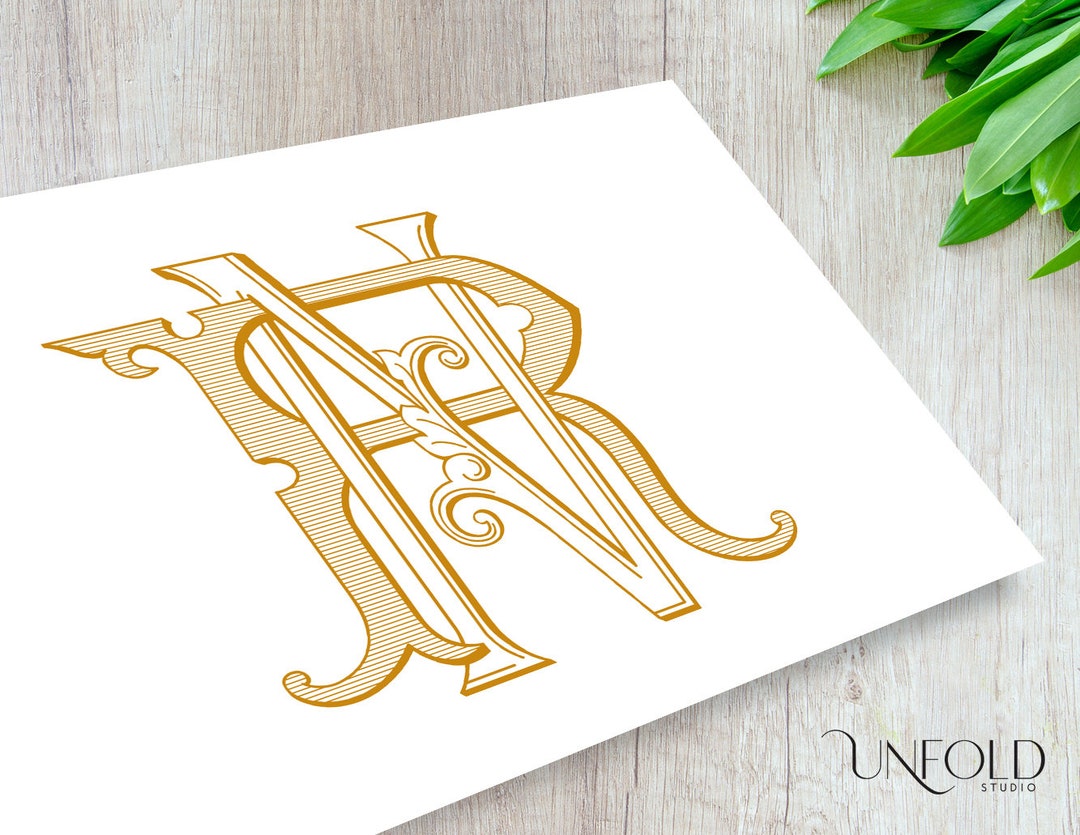 N R Monogram N, R Name Initials, Classic Monograms, Wedding Monogram, NR, RN ...