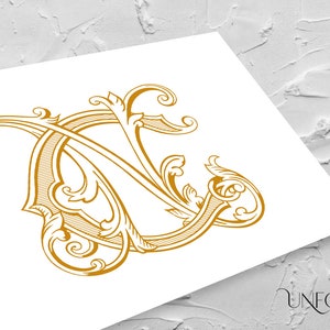 N- en C-naaminitialen, vintage monogrammen, bruiloftsmonogram, duogram, digitaal, verweven letters, initialen instant download – NC