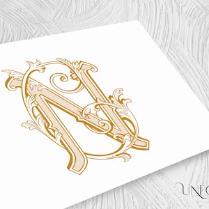 N- en C-naaminitialen, vintage monogrammen, bruiloftsmonogram, duogram, digitaal, verweven letters, initialen instant download – NC