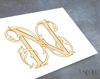 XN Monogram Digital Design X and N Initials Logo - Printable NX Art - Custom Wedding Monogram - Instant Download Name Initials for N and X