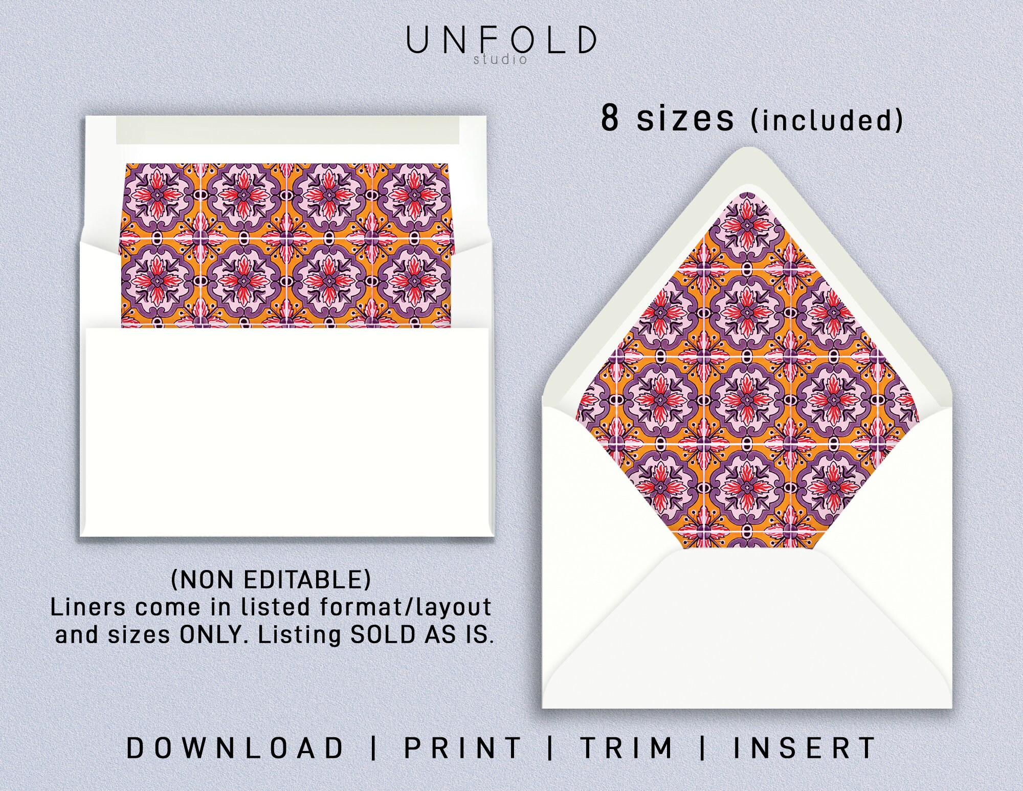 printable envelope liner templates 8 envelope types included etsy