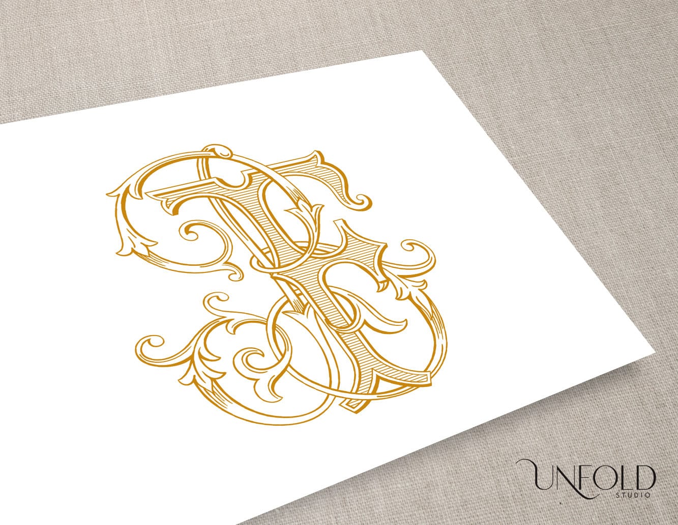 B & F Hand-painted Interwoven Vintage Monograms, Wedding Monogram