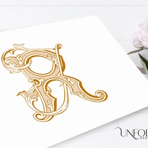 Handpainted Interwoven Vintage Monograms, wedding monogram, duogram, digital, instant download initials- RT and TR