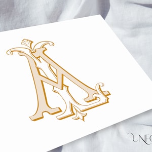 Iniciais de nome A&L, monogramas clássicos, monograma de casamento, duograma, digital, letras entrelaçadas, iniciais de download instantâneo - AL Monogram