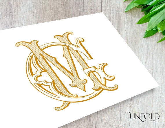 Digital Wedding Monogram GM MG Wedding Monogram Vintage 