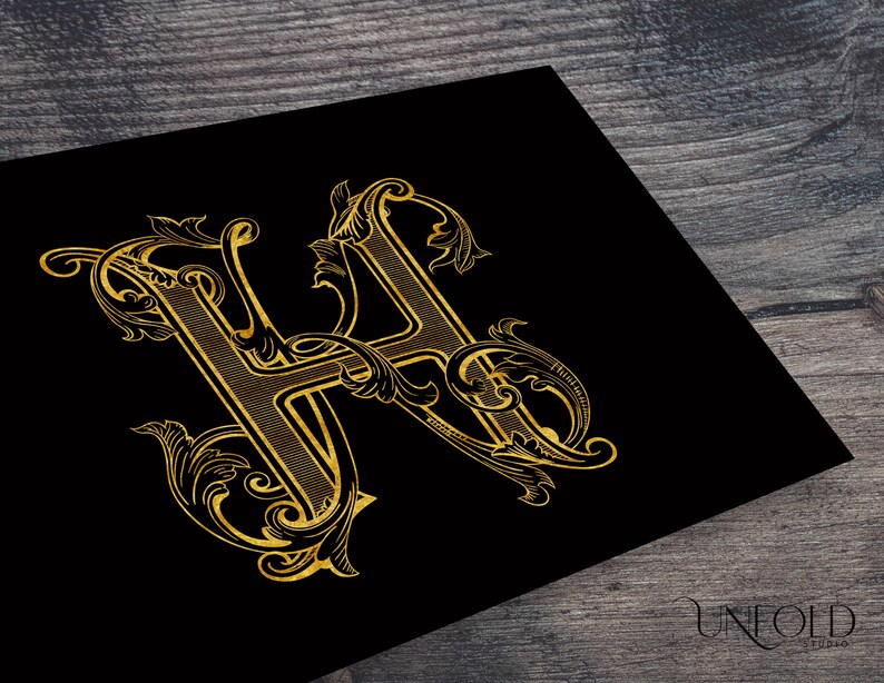 H and K Interlocking Monograms, Vintage Styled Monograms, Wedding or ...