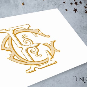 Iniziali del nome GE o EG, monogrammi classici, monogramma di matrimonio, duogramma, lettere intrecciate digitali, download immediato delle iniziali G ed E